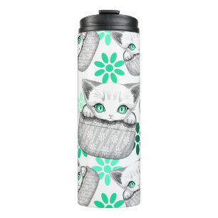 Garrafa Térmica Gato, Gato, Gato e Playaking de uma Bolsa