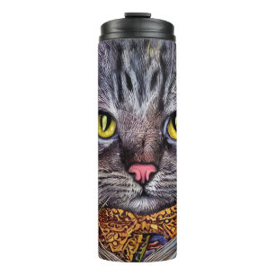 Garrafa Térmica Gato Inteligente Lendo um Livro