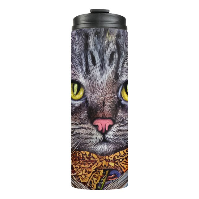 Garrafa Térmica Gato Inteligente Lendo um Livro (Frente)