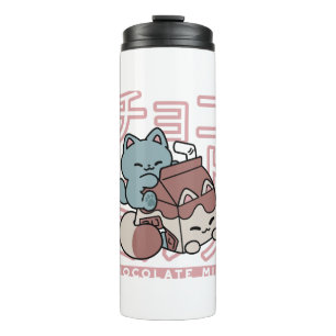 Garrafa Térmica Gato Kawaii com Leite de Chocolate – Arte Pop Japo