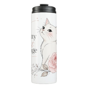 Garrafa Térmica Gato Kawaii Fofo "Bonito mas Selvagem" Térmico Flo