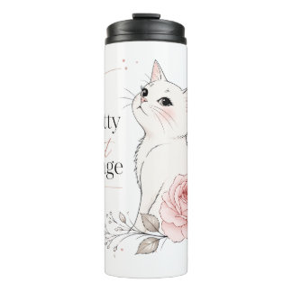 Garrafa Térmica Gato Kawaii Fofo "Bonito mas Selvagem" Térmico Flo