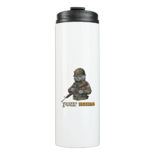 Garrafa Térmica Gato Militar British Shorthair Personalizado
