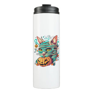Garrafa Térmica Gato Múmia Divertido Halloween