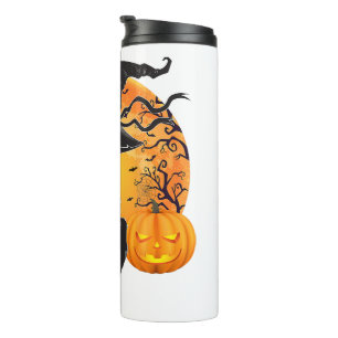 Garrafa Térmica Gato Negro Costume Assustador Halloween Bruxa Vaca