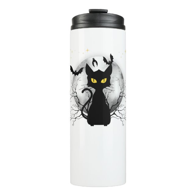 Garrafa Térmica Gato Preto Bats de Lua Completa e Halloween de Noi (Frente)