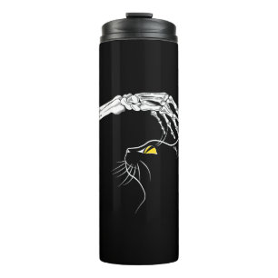 Garrafa Térmica Gato Preto Com Esqueleto De Dia das Bruxas Louco