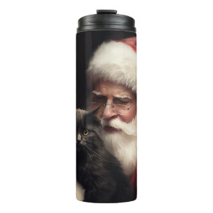 Garrafa Térmica Gato Preto com Papai Noel Natal Festivo