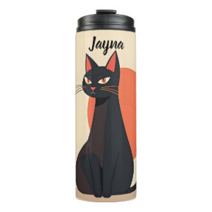 Garrafa Térmica Gato Preto de pop com Sol Laranja