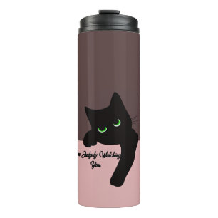 Garrafa Térmica Gato Preto Divertido Espiando Personalizado Estéti