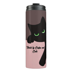 Garrafa Térmica Gato Preto Divertido Espiando Personalizado Estéti