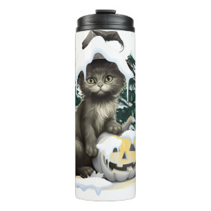 Garrafa Térmica Gato Preto Em Um Macaco