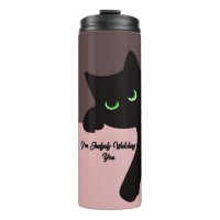 Gato Preto Engraçado Espiando Personalizado Estéti