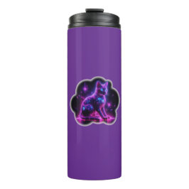 Garrafa Térmica Gato Siamês Neon Roxo Com Olhos Azuis & Starburst
