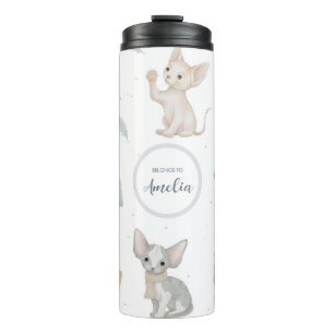 Garrafa Térmica Gato Sphynx Fofo de Volta às Aulas Personalizado
