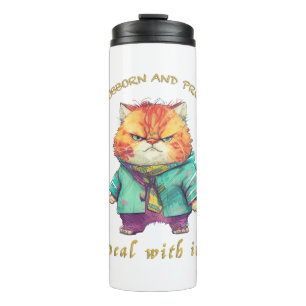 Garrafa Térmica Gato Stubborn Lida Com Ele Engraçado Adorável