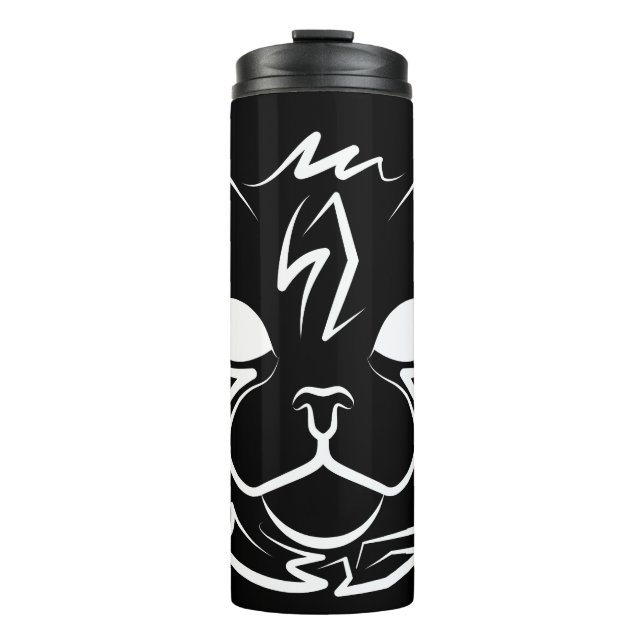 Garrafa Térmica Gato Tribal Negro e Branco (Frente)