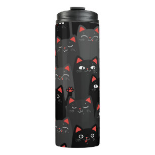 Garrafa Térmica Gatos de cinza e preto. Um padrão perfeito de des