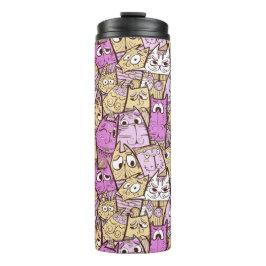 Garrafa Térmica Gatos de Desenho Animado Divertidos