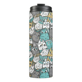 Garrafa Térmica Gatos de Desenho Animado Divertidos