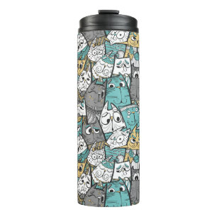 Garrafa Térmica Gatos de Desenho Animado Divertidos