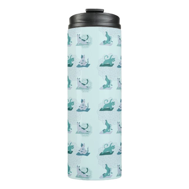 Garrafa Térmica Gatos de ioga verde (Frente)