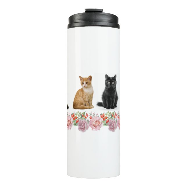Garrafa Térmica Gatos e Rosas (Frente)