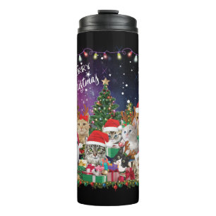 Garrafa Térmica Gatos Feliz Luz de Natal