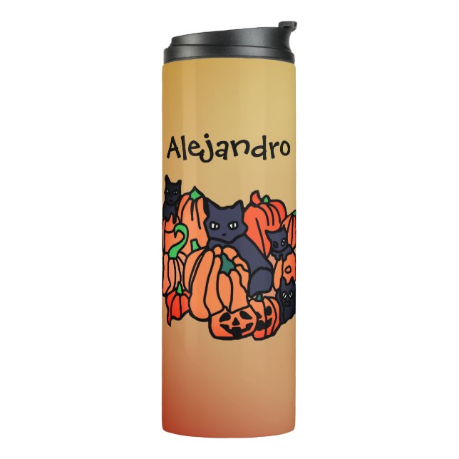 Garrafa Térmica Gatos Personalizados e Bombas no Halloween (Giro à esquerda)