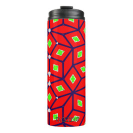 Garrafa Térmica Geométrica Festiva Vermelha e Verde