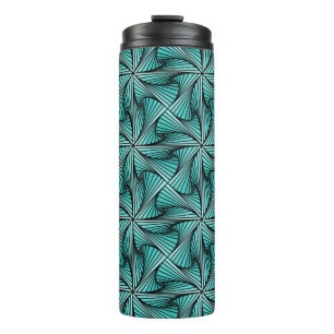 Garrafa Térmica Geométrico 3D Torção Espiral Turquesa Verde