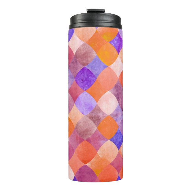 Garrafa Térmica Geométrico em aquarela, escamas árabes. (Frente)