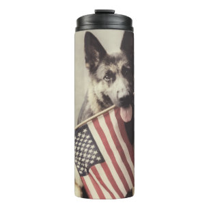 Garrafa Térmica German shepherd com Sinalizador dos EUA