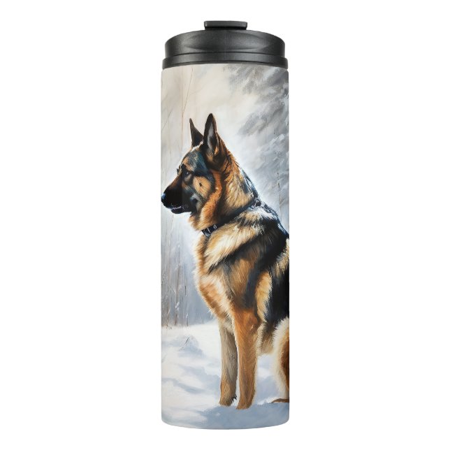 Garrafa Térmica German shepherd Deixar nevar no Natal (Frente)