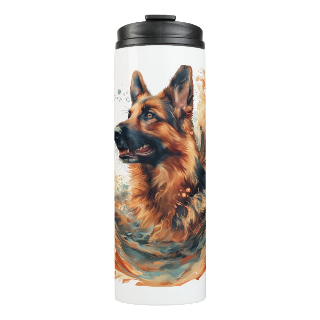 Garrafa Térmica German shepherd na Elegância Oceânica (Frente)