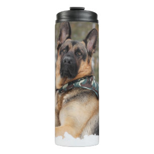 Garrafa Térmica German shepherd Na Neve