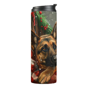 Garrafa Térmica German shepherd Natal Festivo