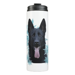 Garrafa Térmica German shepherd preto nos flocos de neve