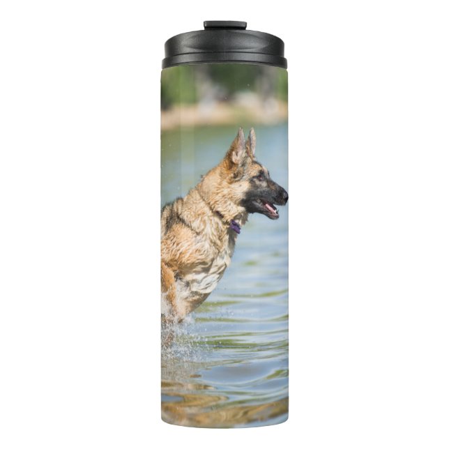 Garrafa Térmica German shepherd Salta Em Água (Frente)