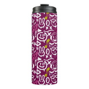 Garrafa Térmica GFT02-Grafite Principalmente Branco.Fundo Rosa Esc