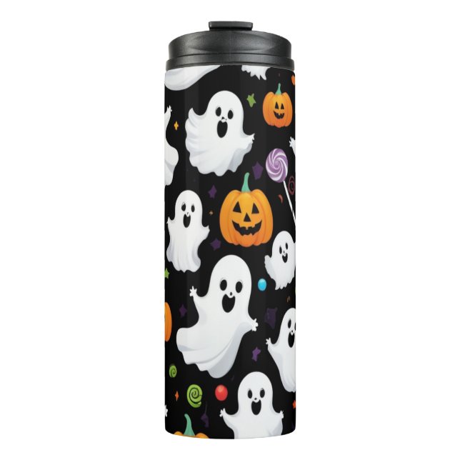 Garrafa Térmica Ghost Candy Halloween Black (Frente)