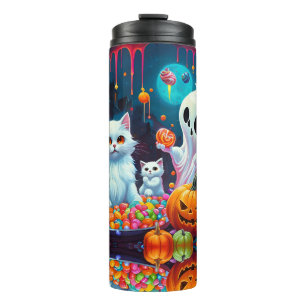 Garrafa Térmica Ghost Kitten Pumpkin Candy Halloween