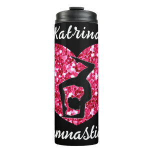 Garrafa Térmica Ginástica Preta e Rosa Quente Personalizada