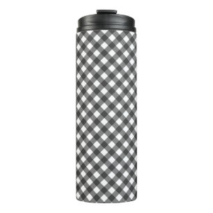Garrafa Térmica Gingham Preto e Branco Tradicional Cottagecore Piq