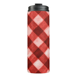 Garrafa Térmica Gingham vermelho brilhante: textura aproximada.