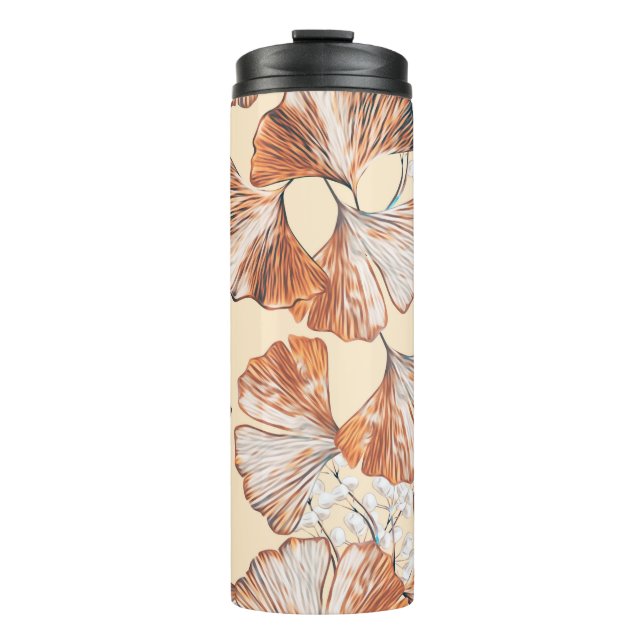 Garrafa Térmica Gingko with fruits seamless pattern. Watercolor fl (Frente)