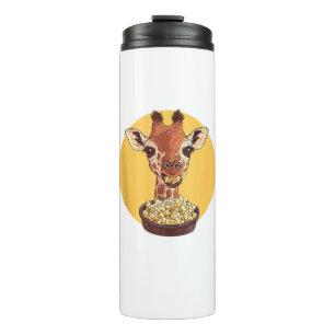 Garrafa Térmica Girafa com humor animal de animação de pipoca