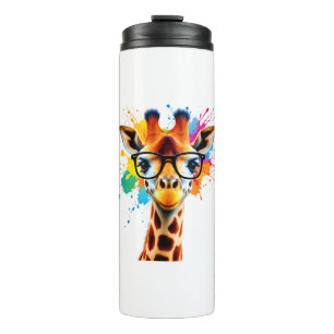 Garrafa Térmica Girafa com óculos e barra colorida - Cor