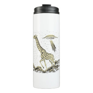Garrafa Térmica Girafa Cósmica Funny Giraffe para Mulheres Estranh