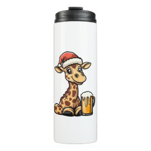 Garrafa Térmica Girafa de Natal com cerveja _ festa engraçada do N
